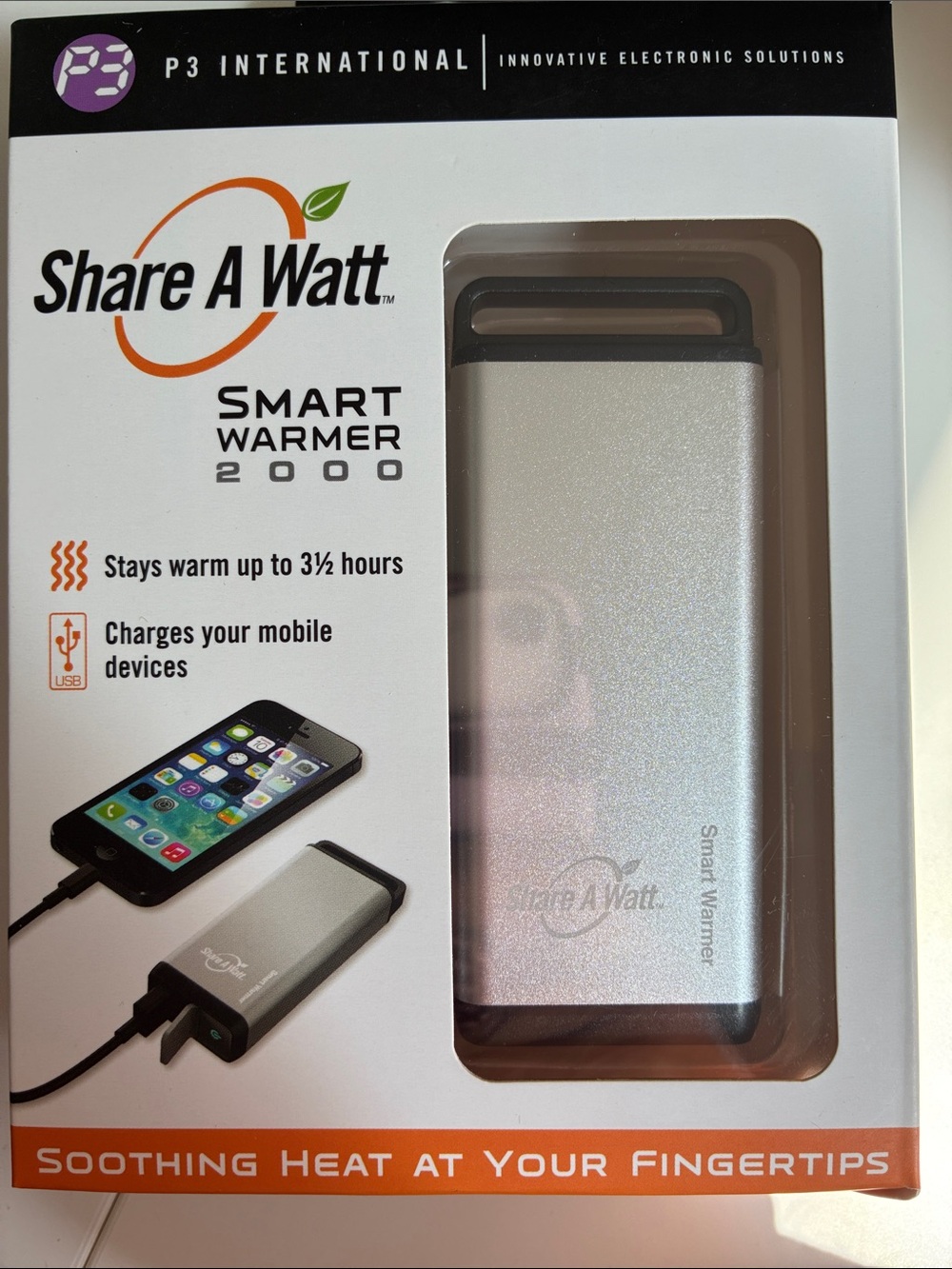 Portable Hand Warmer & USB Power Bank - Silver